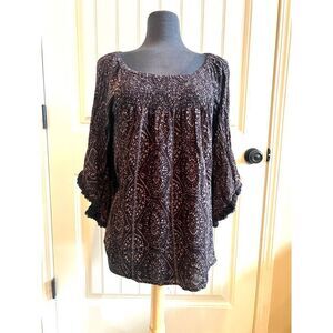 Bohemian Tassel Top in Navy Print by Studio West - Size XL